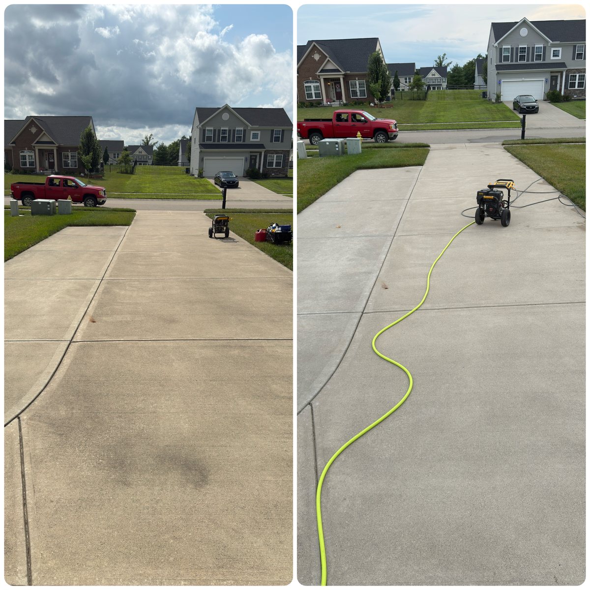 Driveway pressure washing before and after in Cincinnati, OH